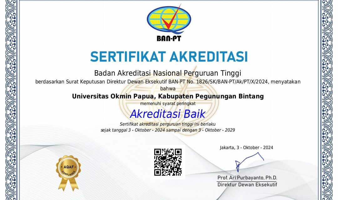 Amazing! Baru Tiga Tahun Berdiri, Universitas Okmin Papua Sukses Raih Akreditasi Baik Dari BAN-PT