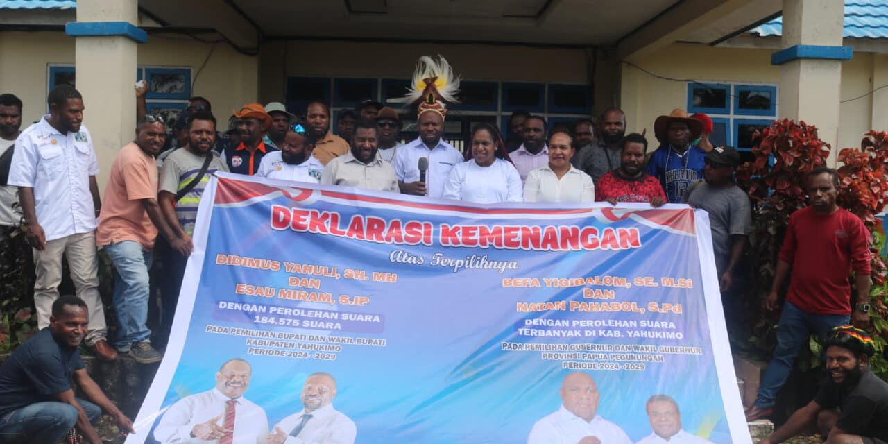 Pleno Tingkat Distrik Usai, Pasangan Didimus-Esau Deklarasi Kemenangan Pilbup Yahukimo