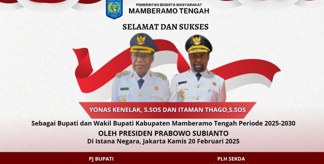 Yonas Kenelak-Itaman Thago Catat Sejarah Dilantik Presiden Prabowo di Istana Merdeka