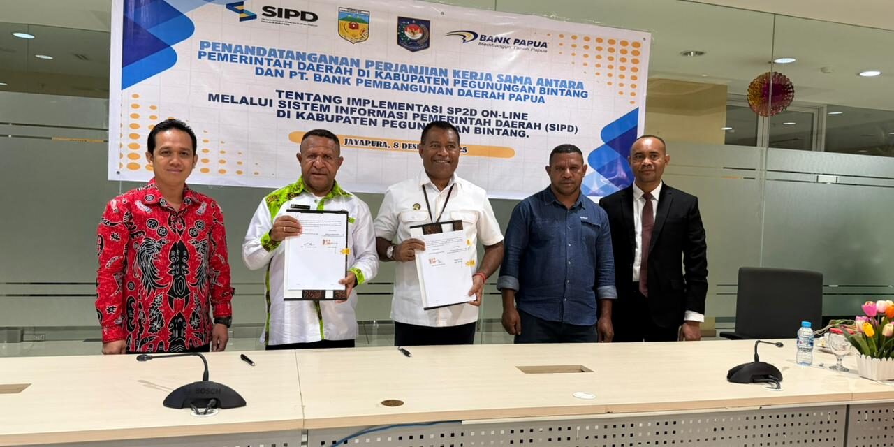 Resmi Gunakan SP2D Online, Pemda Pegubin Teken MoU Dengan Bank Papua