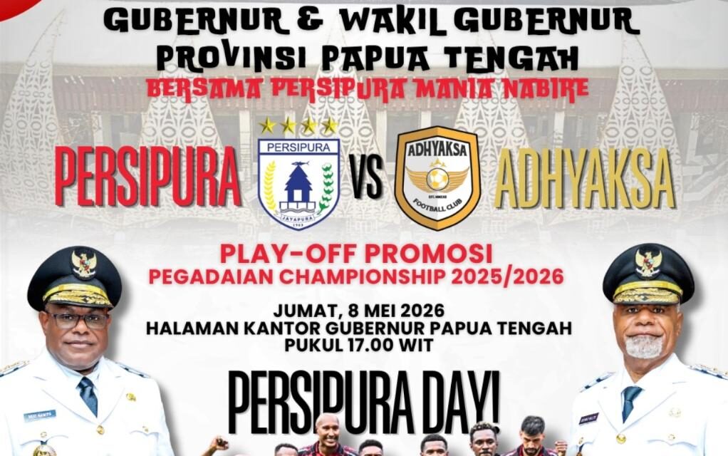 Gubernur Meki Nawipa Siapkan Tiga Lokasi Nobar Laga Persipura vs Adhyaksa di Nabire