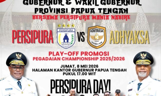 Gubernur Meki Nawipa Siapkan Tiga Lokasi Nobar Laga Persipura vs Adhyaksa di Nabire