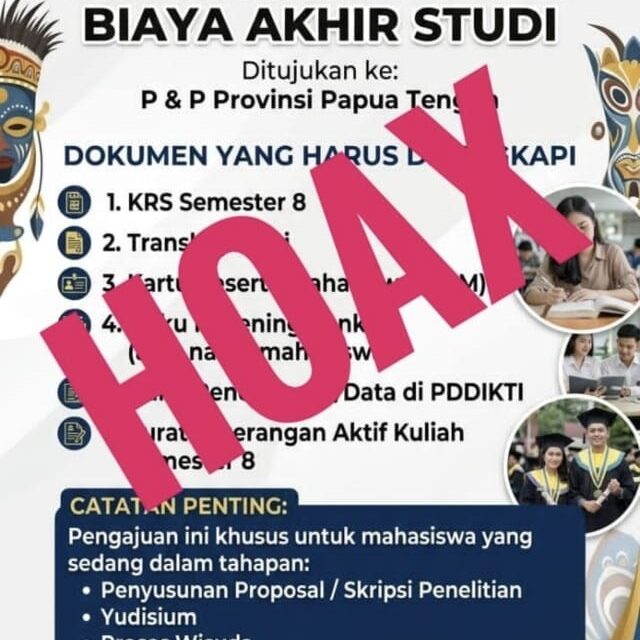 Disdikbud Papua Tengah Tegaskan Brosur Pengajuan Biaya Akhir Studi Mahasiswa di Medsos Adalah Hoaks